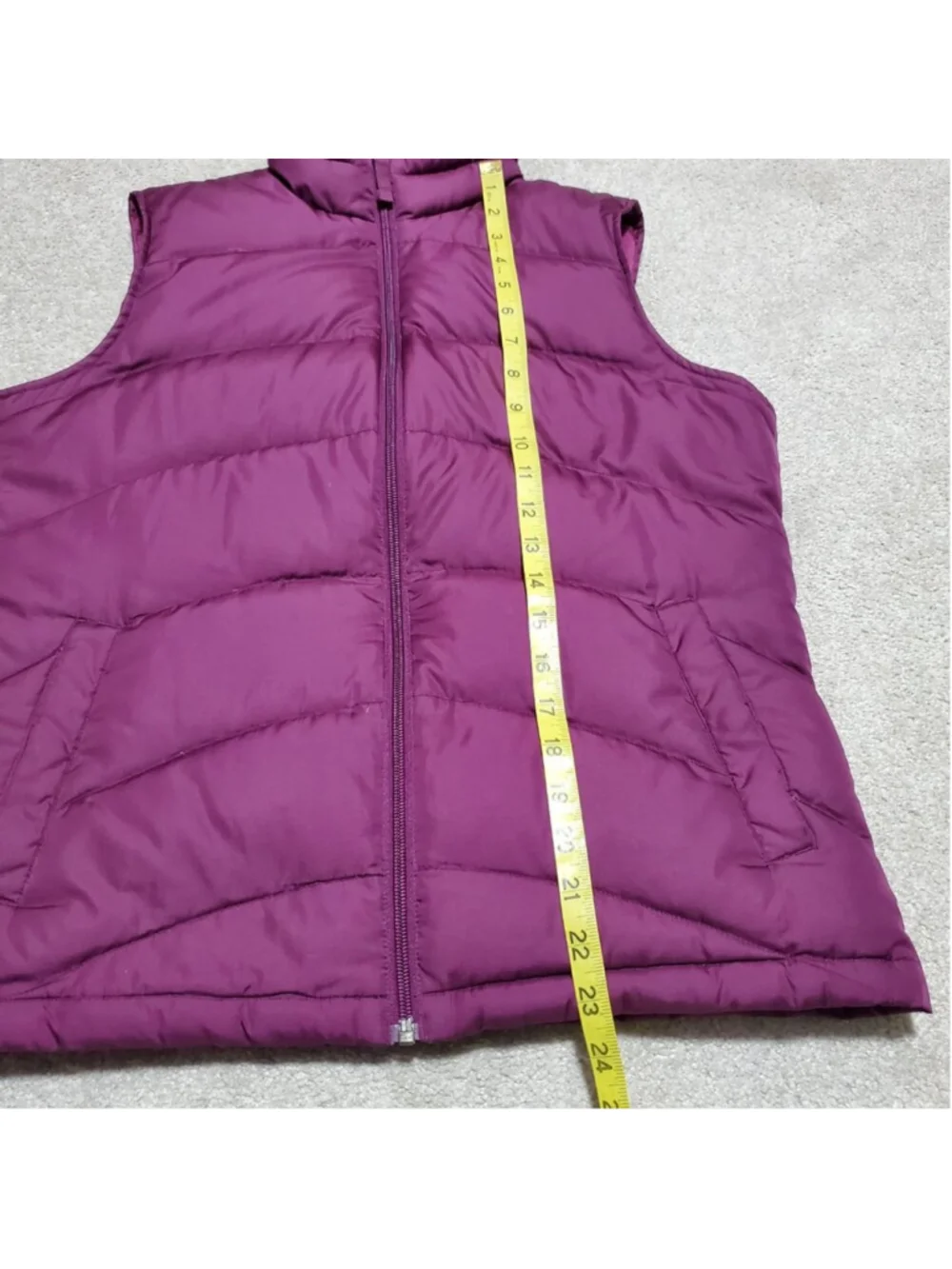 LANDS' END Down Filled Puffer Vest Purple Small Full Zip Winter Insulated Cozy